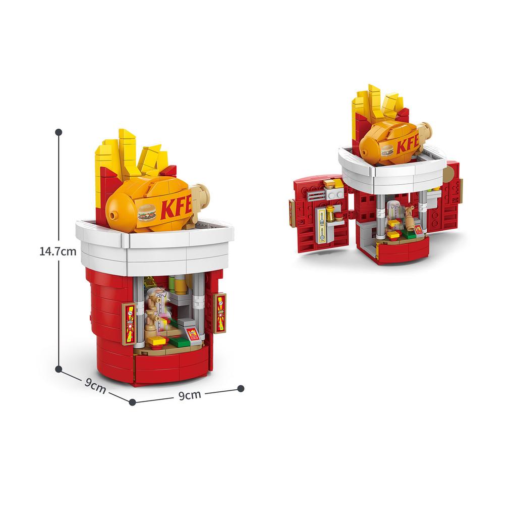 8 Style Mini Street View City Architecture Building Blocks Snack Store Shop House Model Bricks Puzzle Castle Toys for Children