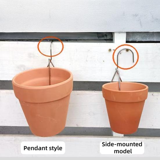 Terracotta Plant Pot Hangers Flowerpot Hooks for Clay Pots Stainless Steel Terracotta Pot Holder Plant Hanger for Fence Wall Outdoor Indoor Decor