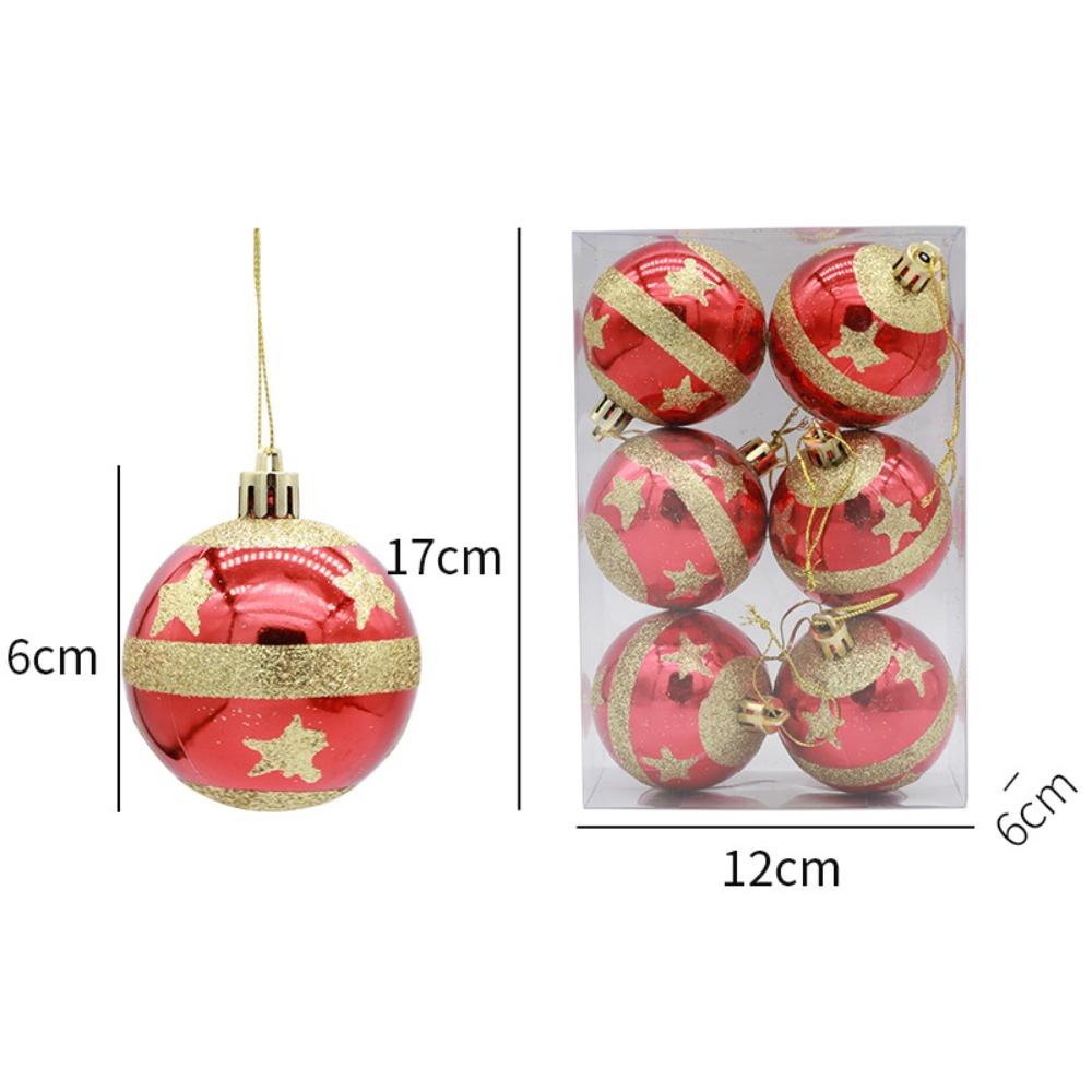 

6Pcs Fashion Plastic Christmas Ball Set 10 Colors Suspensable Xmas Ornament Ball 6cm Christmas Tree Balls Showcase 1.5cm