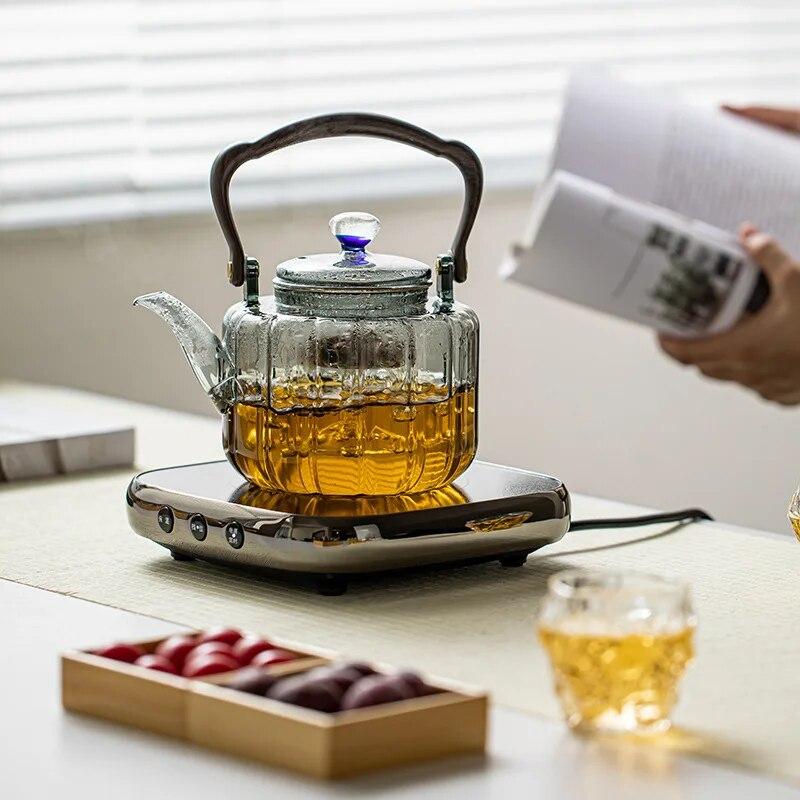 

Электрическая керамическая плита, стеклянный чайник, серая чашка, чайный сервиз кунг-фу, чайная плита, элитная чайная посуда, кухонный чайник