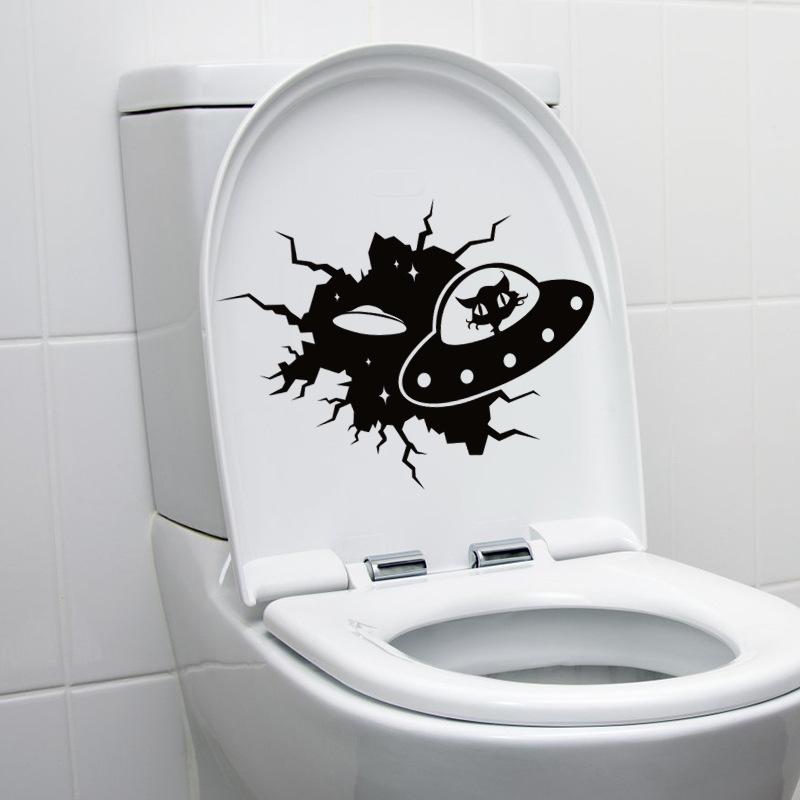 Lustige Toilettenaufkleber, schwarz-weiß, für Badezimmer, Sitz, Tank, Wand, wasserdichtes Vinyl