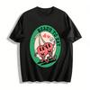 Retro Anthropomorphic Cherry Print Casual Top Unisex Funny Style Versatile Crewneck T-Shirt Pure Cotton T-shirt