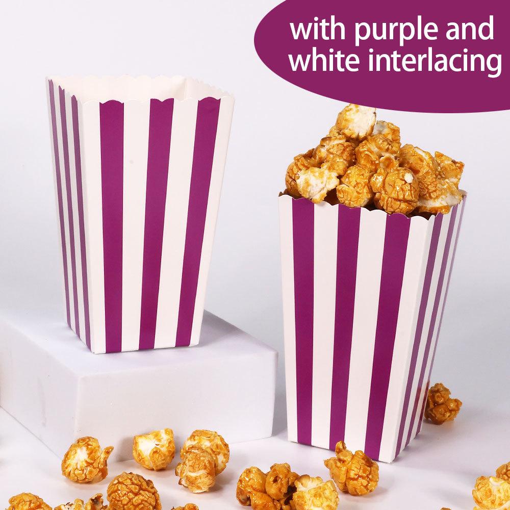 10/30pcs Versatile Colorful Striped Popcorn Boxes Disposable Food Snack Containers for Movie Theaters Parties Carnivals Events Baby Bath 11.5X7X5CM