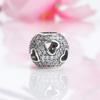 Pan Jia S925 Sterling Silver Rhinestone Heart Beads – European & American Style