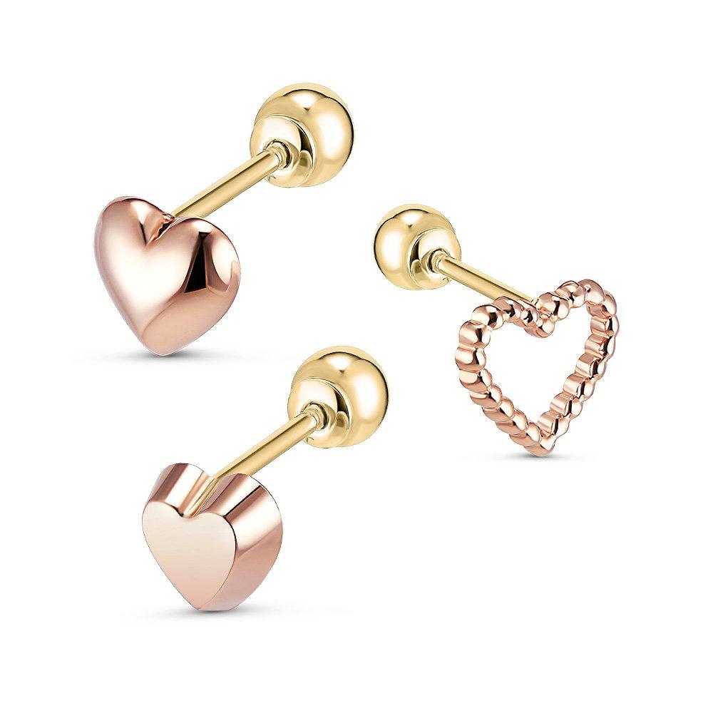 [Dorocy] 14K Pink Gold Quing Quing Heart-Heart Piercing (3 Types)