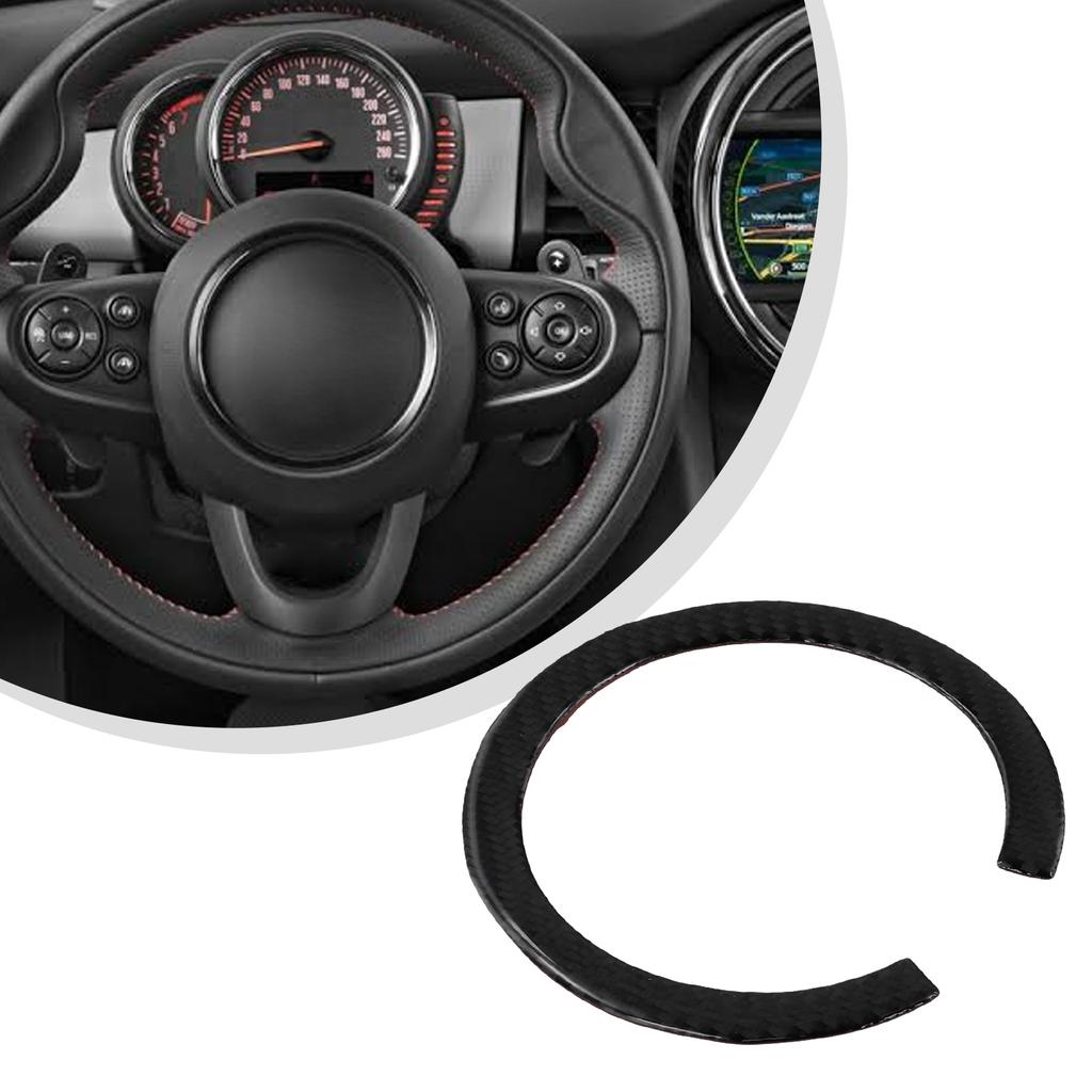 Carbon Fiber Steering Wheel Horn Ring Cover For MINI For Cooper F56 2014-21 130MM*120MM Lightweight Scratch-Resistant