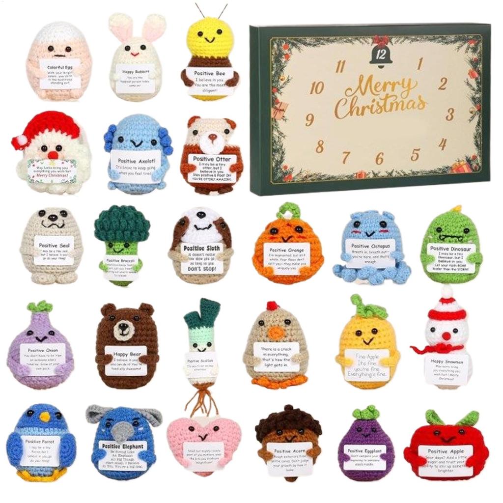 Christmas Countdown Calendar Advent 2d Acrylic Decorations 24 Days Positive Crochet Animals Christmas Countdown Calendar