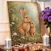 Two Rabbits Pearl Art Kit with Frame 3D Sparkling Bead Canvas Relaxing Craft for Cozy Room Wall Decor Aesthetic Floral Home Decoration