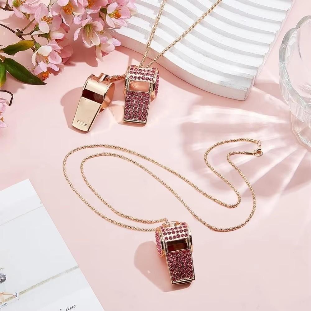 Shining Whistle Necklace with Lanyard Gold Bling Whistle For Referees, Coaches, Teachers