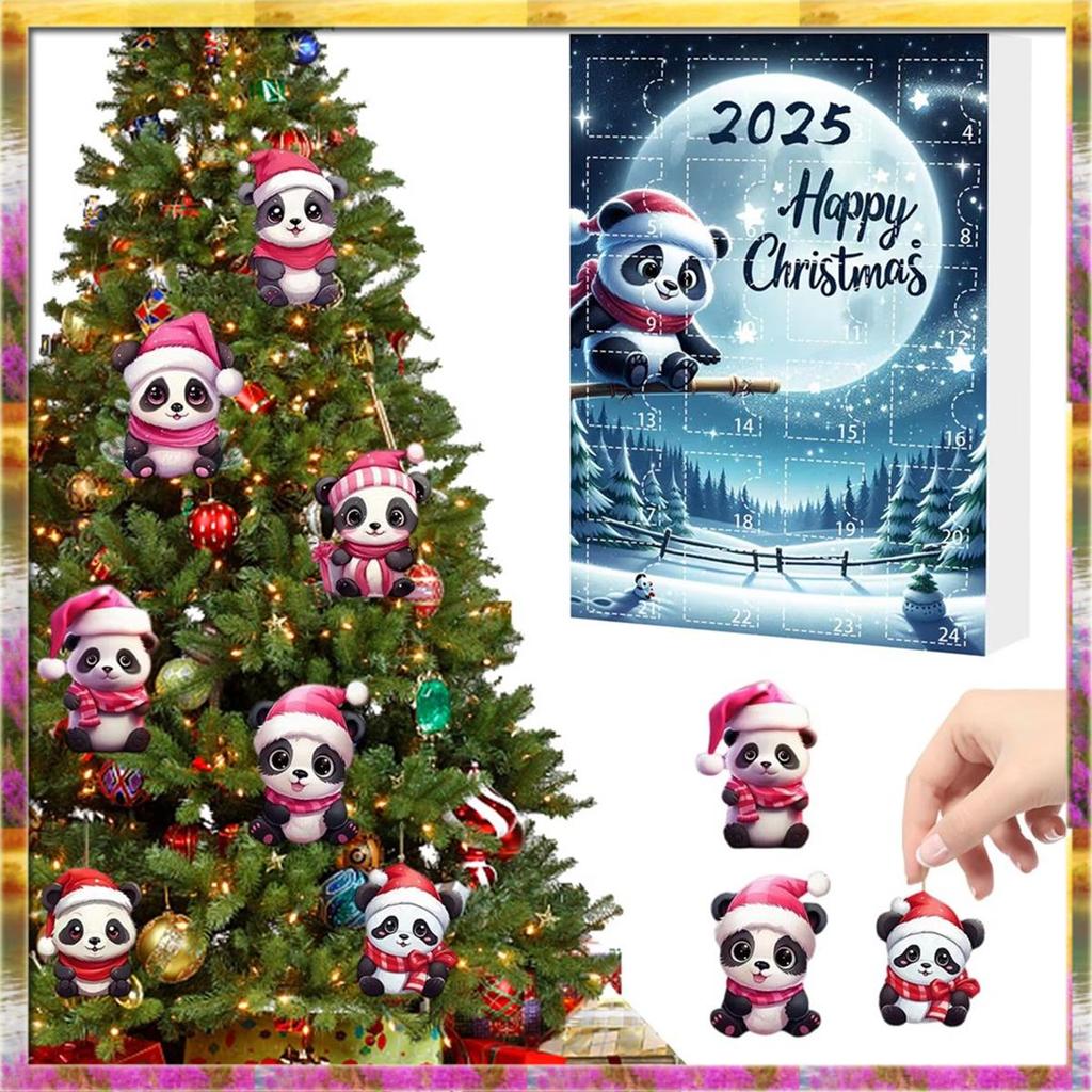 Aug. Christmas Tree Decorations With Santa Hats Acrylic Mini Xmas Tree Pendant For Home Decor Advent Calendar Panda Bear For Hom