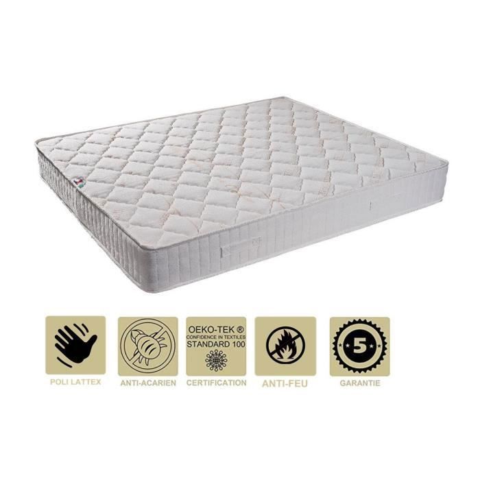 Fire Retardant Fabric Mattress 120x190 X 15.5 Cm + Mattress Cover + Visco Pillow - Very Firm - High Resilience Lattex Polished Core - Hypoa