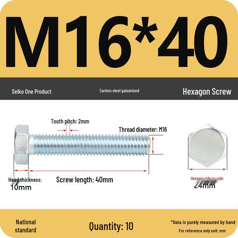 8.8 Grade Galvanized Hex Head Bolt, High-Strength M4-M30