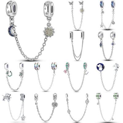 Copper Sun And Moon Series Safety Chain Charm Beads Fit Original Bracelet Diy Women Jewelry Gifts