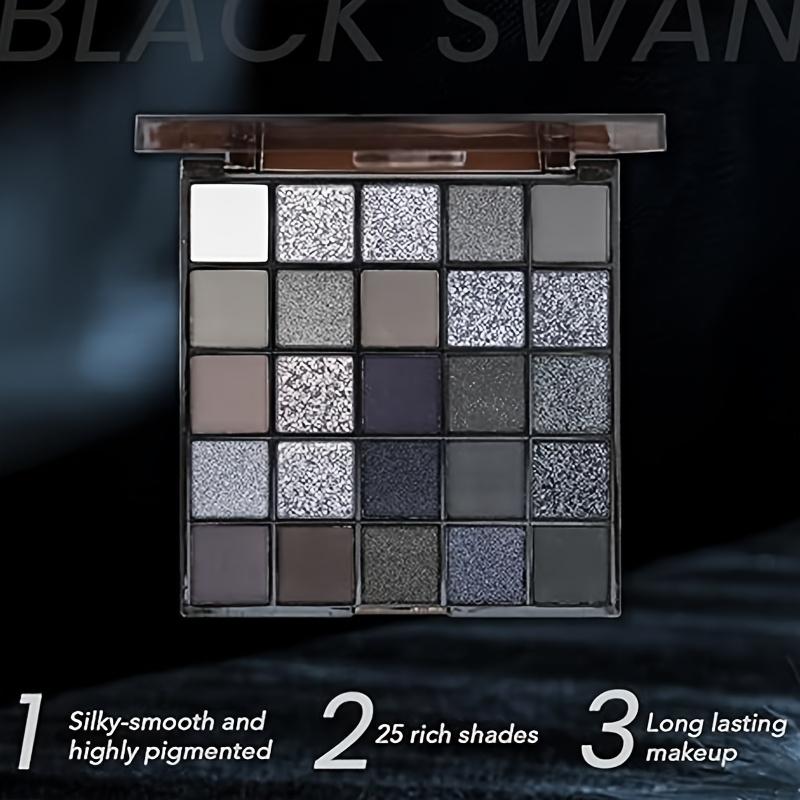 25-kleuren Zwart Matte & Shimmer Oogschaduw Palette Hooggepigmenteerd, Langhoudend, Waterdicht, Smoky & Glitterende Gothic Make-up voor Verleidelijke Ogen