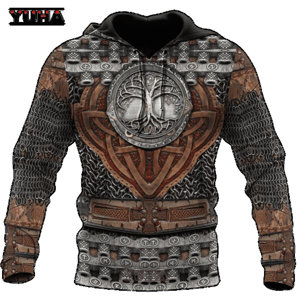 Moletoms Masculinos Estampa 3D Vikings Lobo Clássico Jaquetas com Capuz Moda Primavera Outono Pulôveres Hip Hop Punk Tops Oversized
