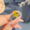 Elegant Oval Yellow Diamond Ring for Women with High Carbon Diamond Radiant Cut Minimalist Style Unique and Versatile