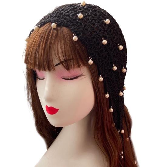 

Женская шапка, сплошной цвет, дизайн из искусственного жемчуга, супер мягкая дышащая, износостойкая женская вязаная шапка на весну и осень, шапка-бини, декор для повседневного ношения