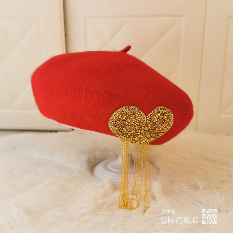 Herbst- und Winterliebe Fransenmütze Thermomütze Kinder Retro Wollmalermütze Vielseitige Baskenmütze