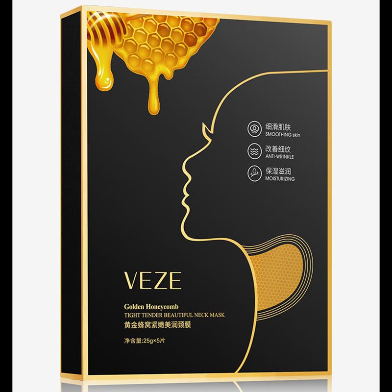 5pcs Golden Honeycomb Tender and Beautiful Neck Mask Moisturizes The Neck Fades Fine Lines Refreshes and Is Not Sticky
