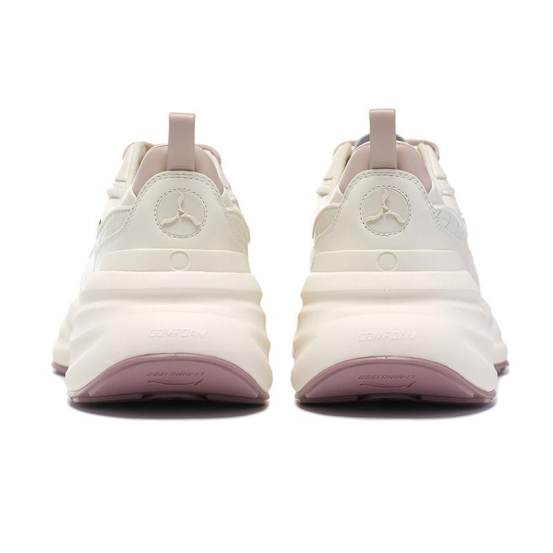Li-Ning 1990 Classic Series Lightweight High Resilience Casual Shoes Women Sneakers Off-White Mushroom-Brown ALJU018-3