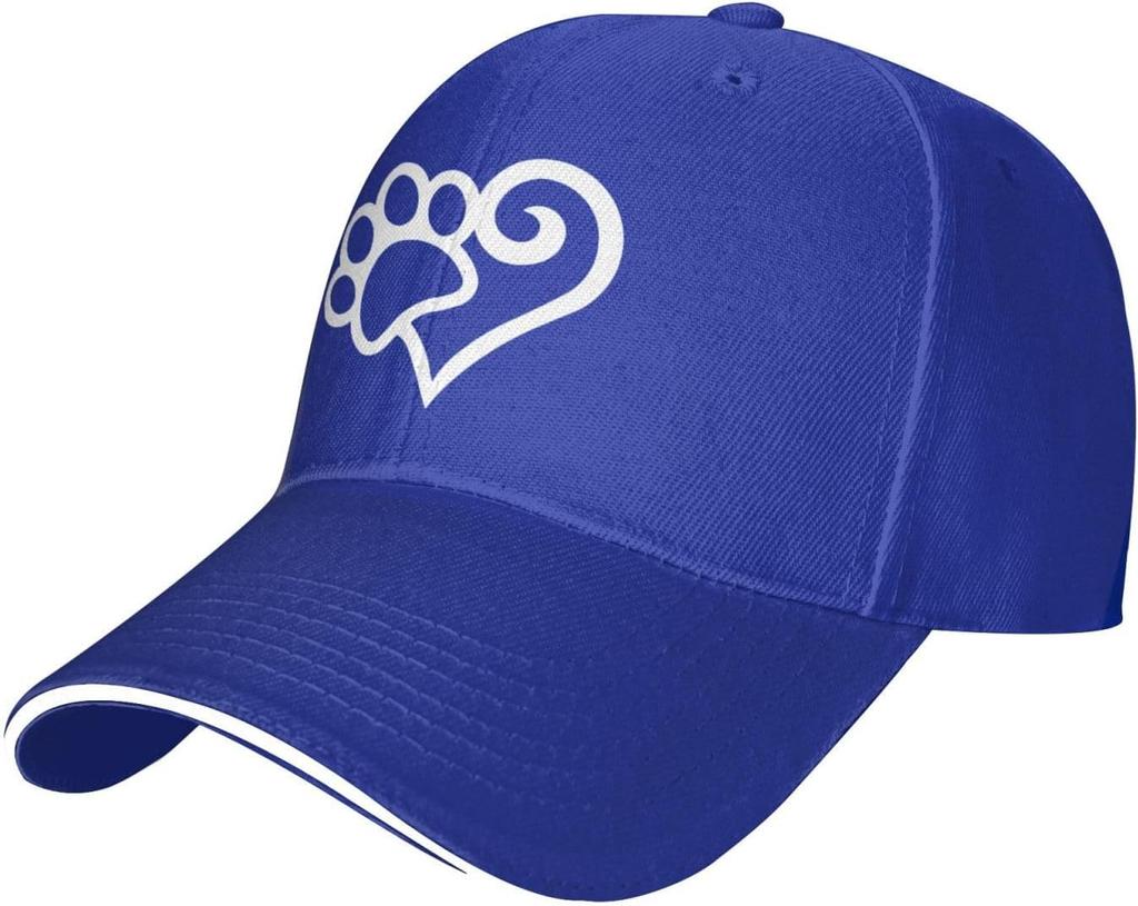 Paw Print Heart Graphic Baseball Cap Polyester Adjustable Casual Unisex Sandwich Hat