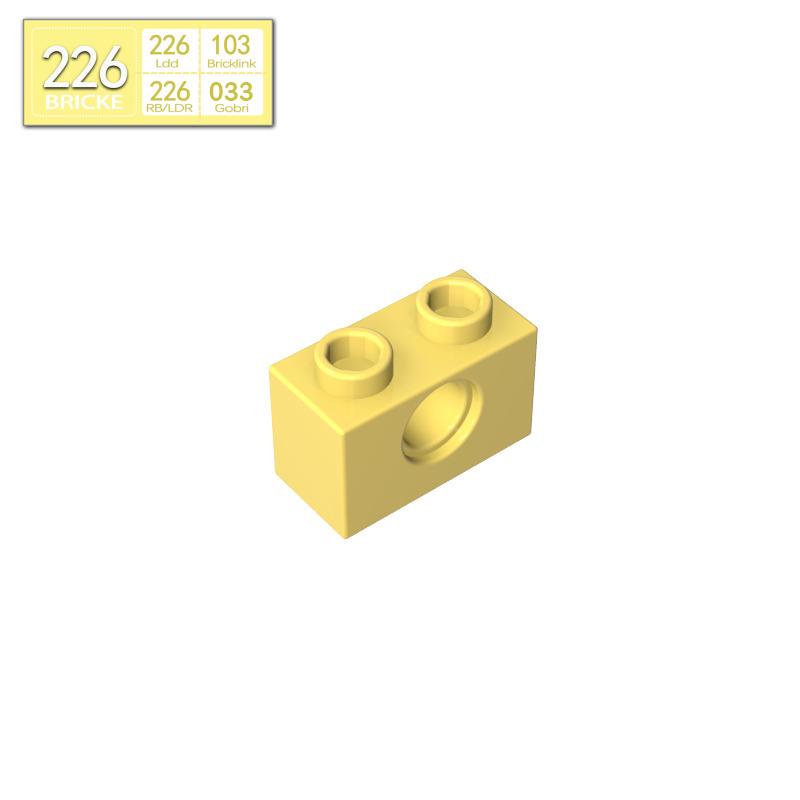 BRICKE 1x2 Brick with Hole - Compatible with Lego, MOC Loose Parts, Small Particle Building Blocks