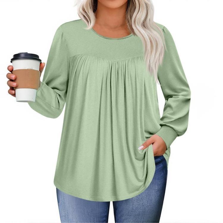 

Женская туника большого размера с длинным рукавом, круглым вырезом, повседневная, свободная, струящаяся, размеры L-5XL L светло-зеленый