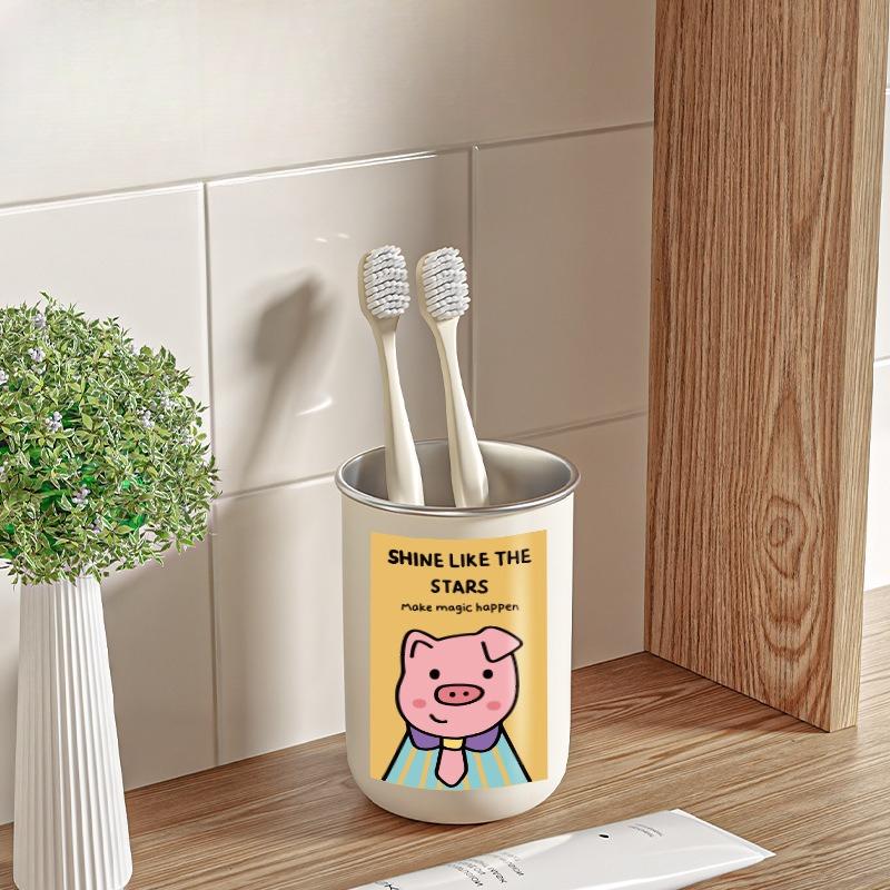 

304 Stainless Steel Water Cup, Tooth Cup, Mouthwash Cup, Multi-purpose Cup, Magnetic Toothbrush Cup, Washbasin Cup Gift Cartoon piglet