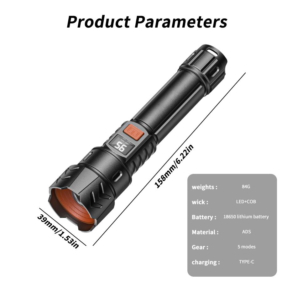 High-power White Laser LED Flashlight Ultra Strong Light Tactical Flashlight Outdoor Waterproof Searchlight Camping Torch