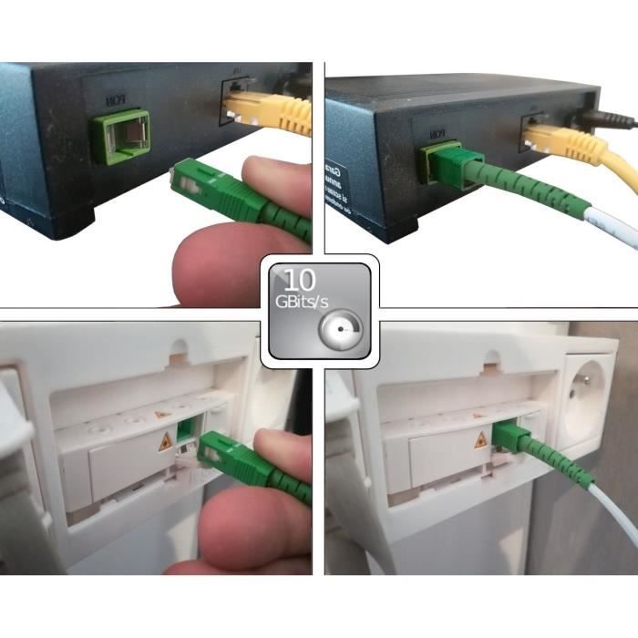 SC-APC / SC-APC Fiber Optic Cable - LINEAR - FB122I - For Orange Livebox, SFR Fiber Box, Bouygues Télécom BBox - 15 M