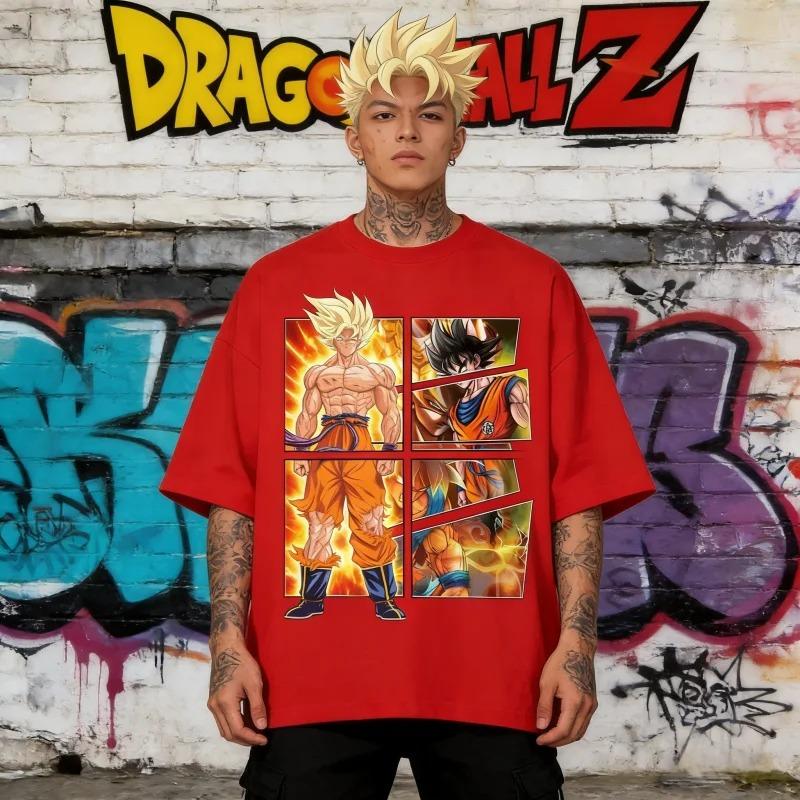Anime Dragon Ball Z Goku Super Saiyan Manga Style Graphic Print T-shirt Men Women Streetwear Harajuku Fashion Cotton Casual Oversized Summer New Tee