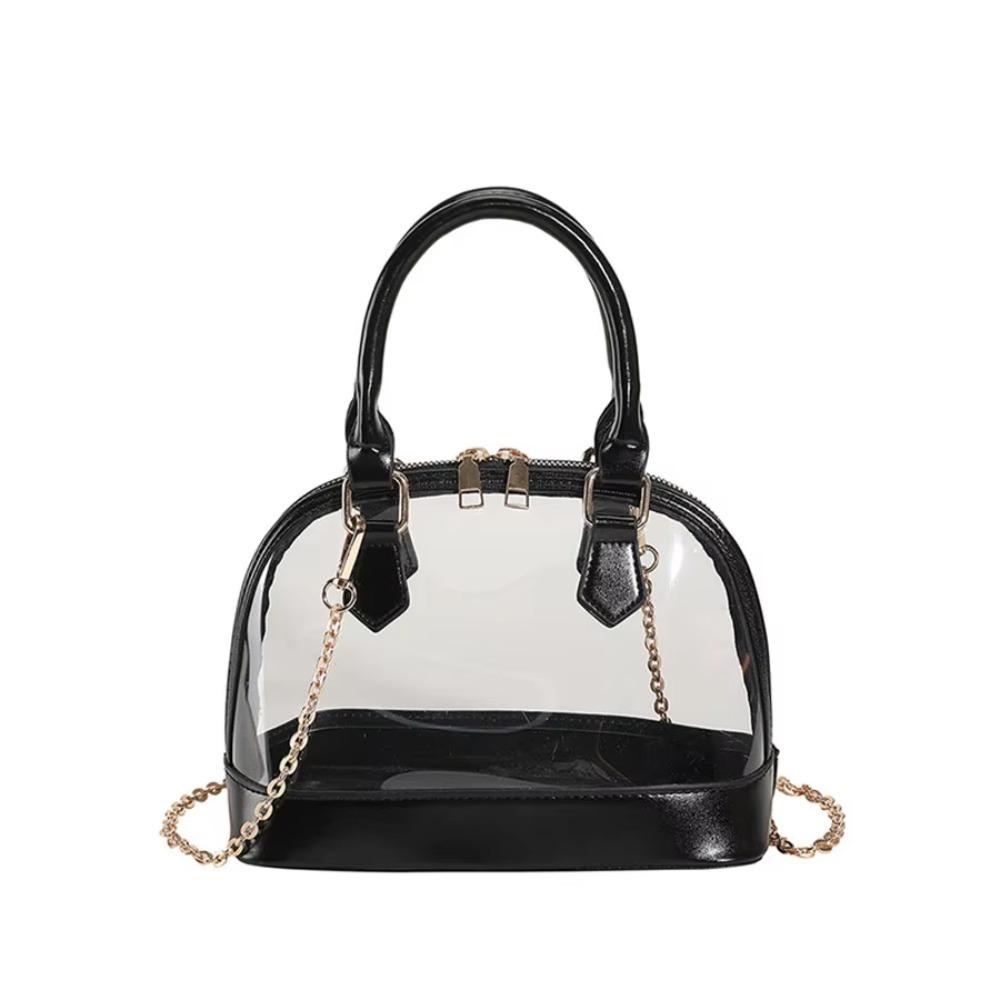 Elegant PU Leather Handbag Shell Shape Casual Messenger Purse Transparent Jelly Handbag  Girls