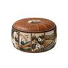 Unfilled Oil Painting Pattern Stool Cover PU Leather Floor Seat Cushion  Home Decor