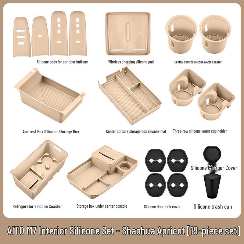 Fits 26 AITO M7/M8 Models: Central Control Wireless Charging Silicone Pad Upgrade Set