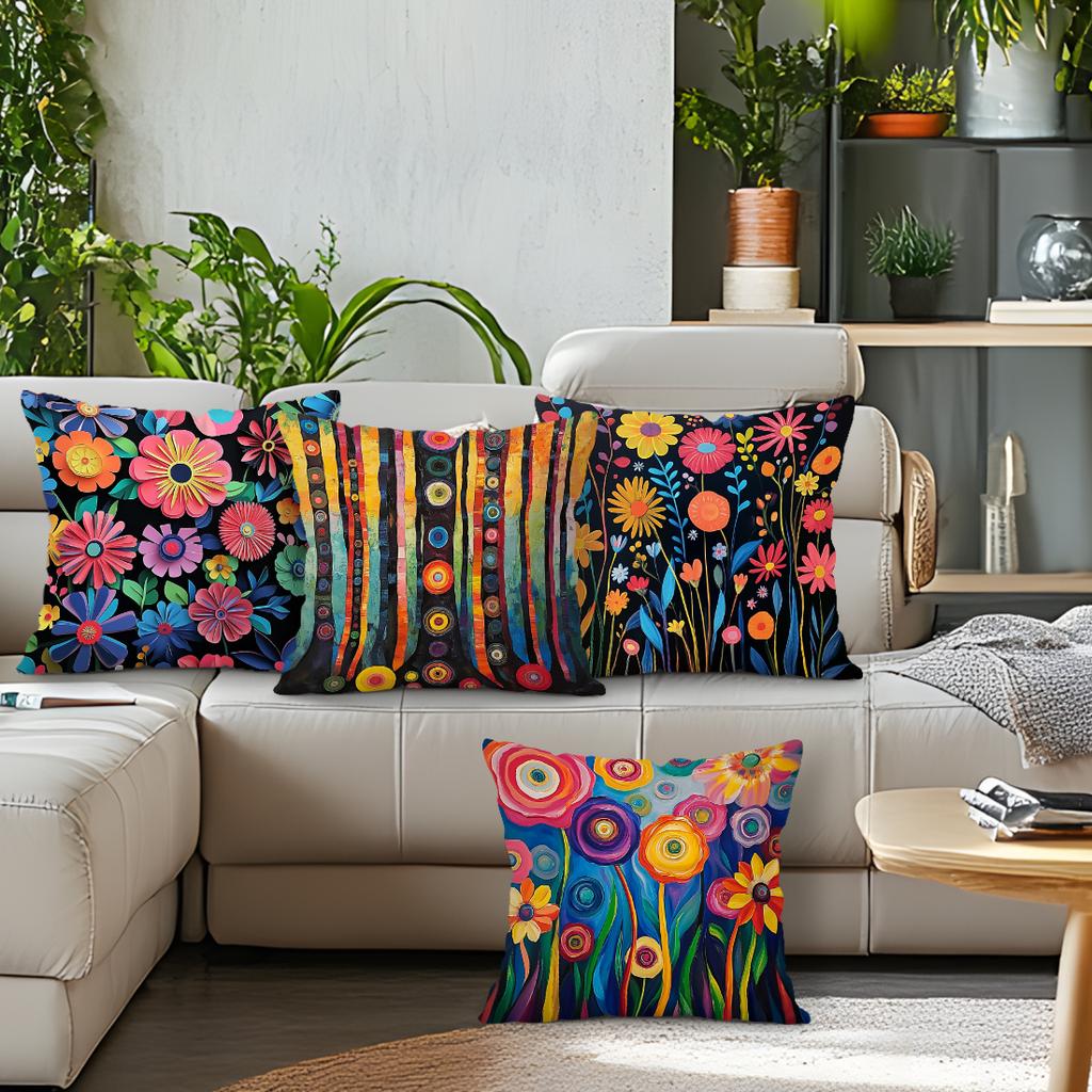 Abstract Flowers Cushion Pillowcase Printed Polyester 45X45Cm Throw Pillowcover Decorative Sofa Cushion Pillowslip Home Decor