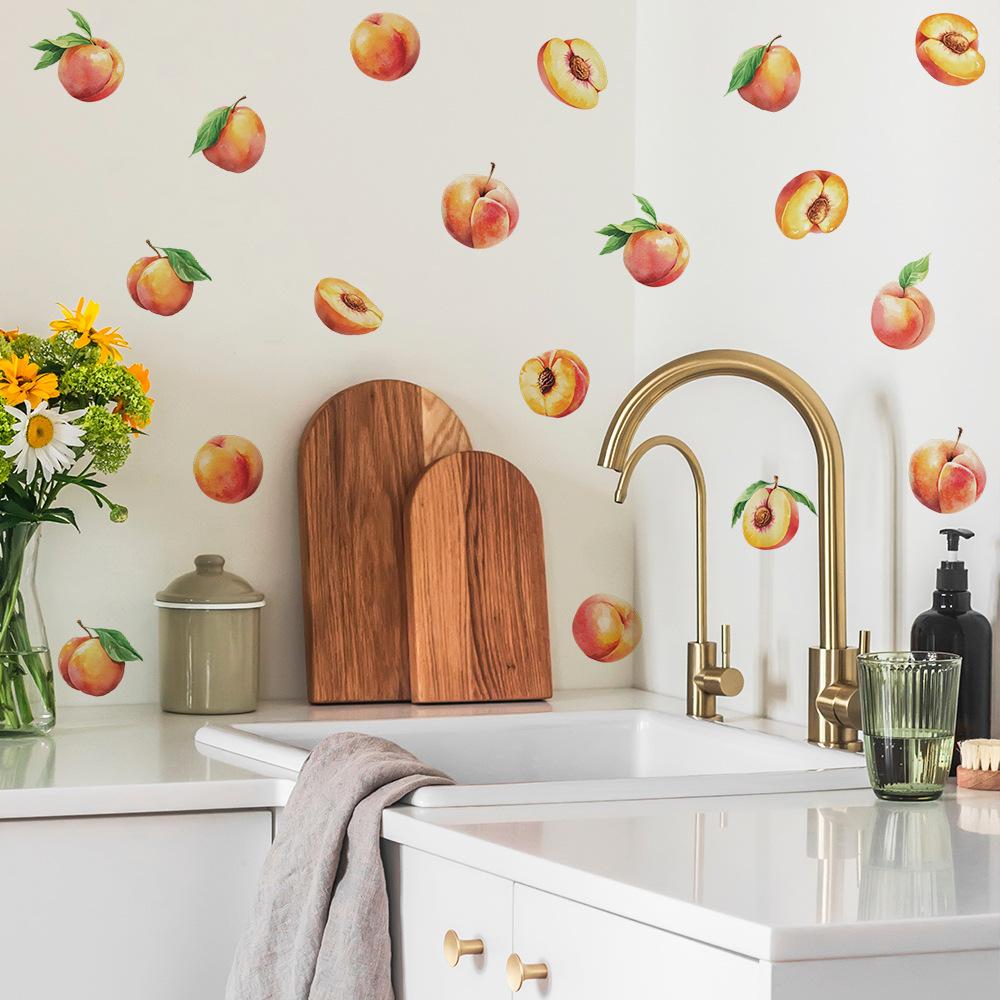 DIY Fruit and Peach Painting Kitchen Dining Room Refrigerator Stickers Home Background and Wall Beautification Stickers
