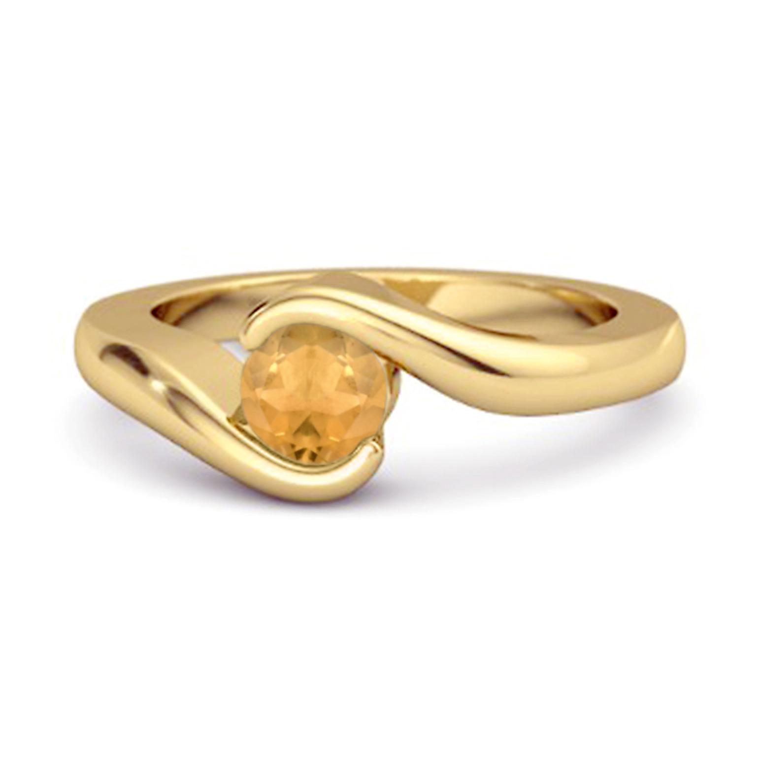 Citrine Contemporary Wrap Bypass Style Ring - 925 Sterling Silver Gold Vermeil 12 жёлтый
