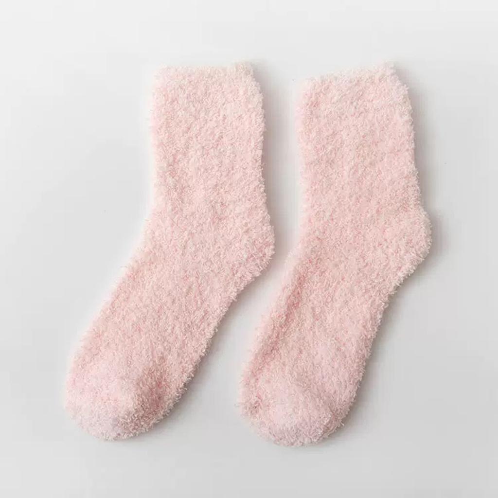 Ladies' Warm Plush Socks, Floor Socks, Candy Colored Medium Socks