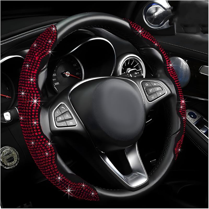 2 PCS Steering Wheel Cover, Segmented Car Wheel Covers With Crystal Rhinestones, Non-Slip Protector Bling Sparkly Decoration For Most Steering