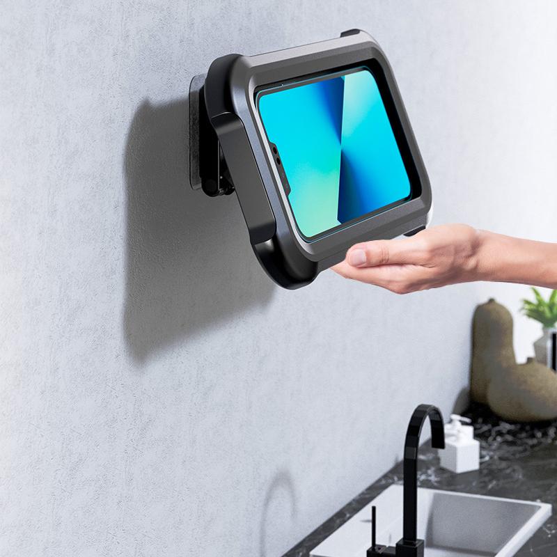 Waterproof Fog-proof Bathroom Mobile Phone Holder Wall-mounted Mobile Phone Box with 360° Rotation for Shower and Bathrooms