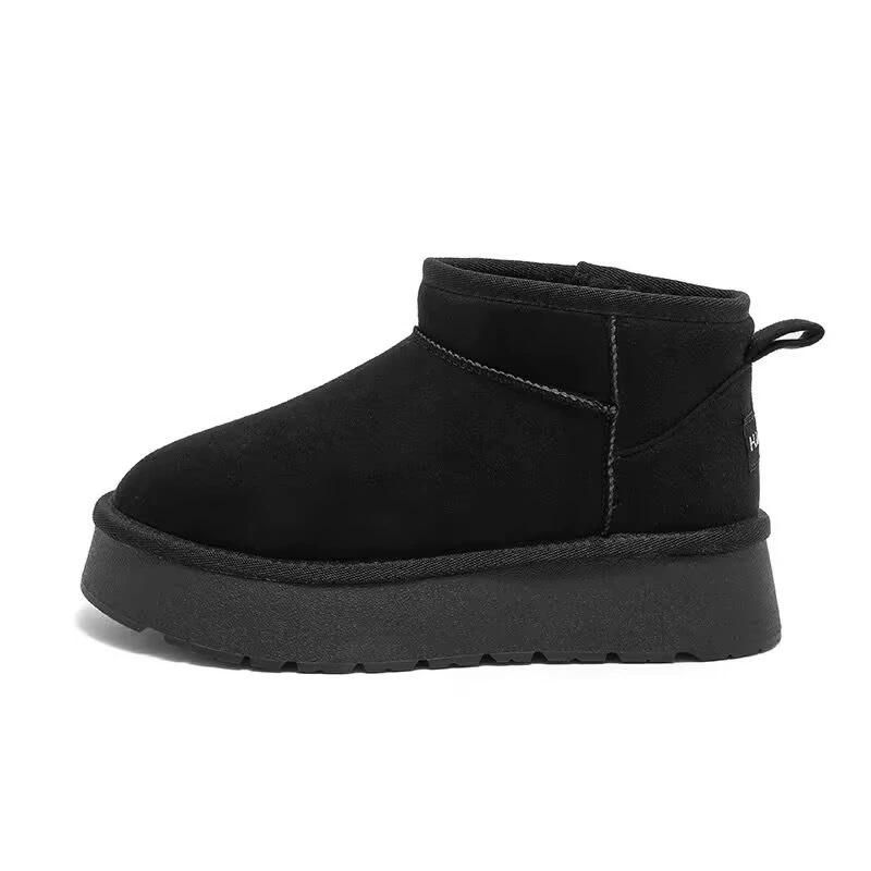 Women Padded Shoes Thick-soled Round Toe Warm Thick Plush Slip-On Platform Ankle Botas Snow Boots