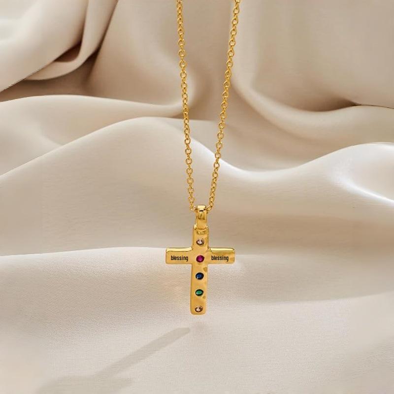 Luxury Zircon Cross Pendant: Niche Hip Hop Jewelry for Men Women золотой