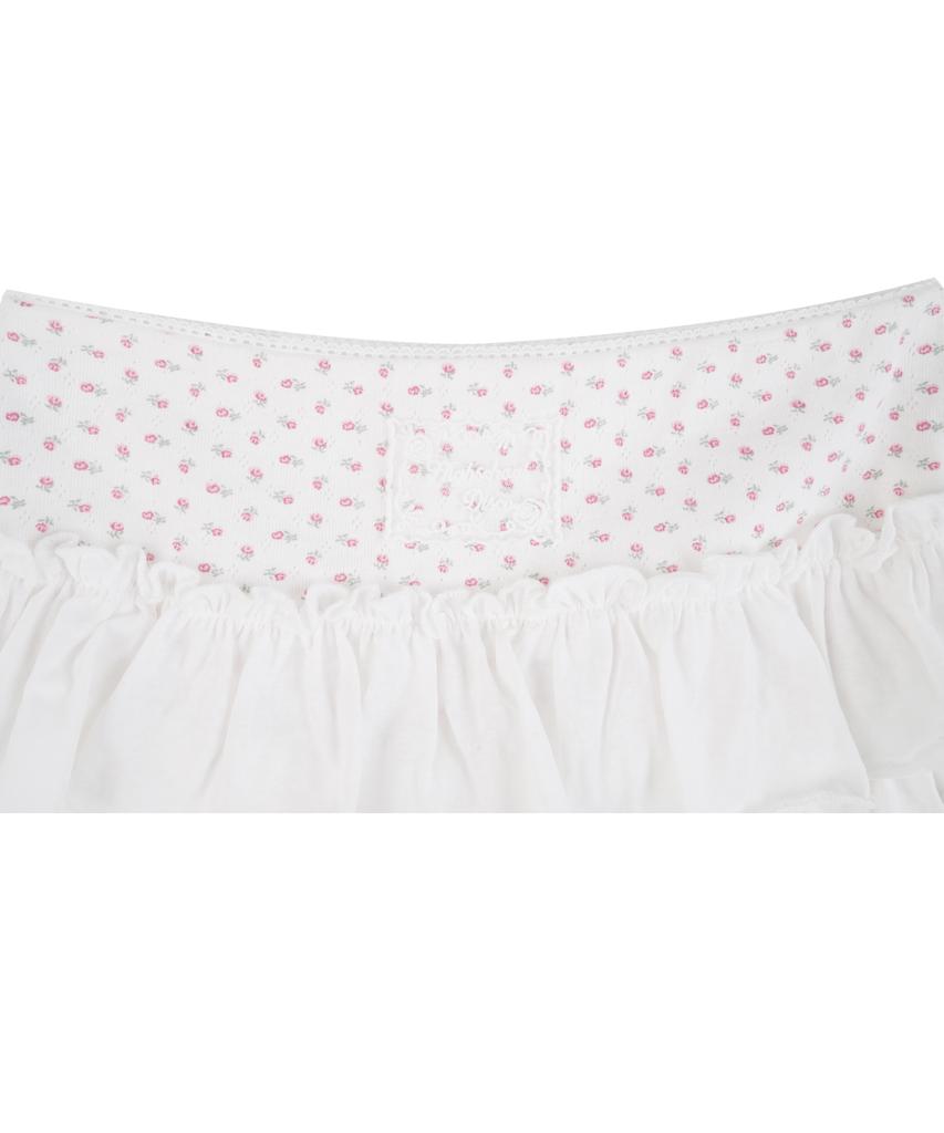 High School Disco Flower Tiered Layered Skirt_Ivory