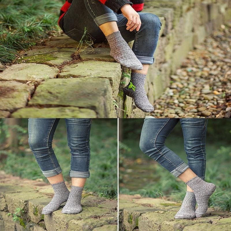 New 5 Pairs Unisex Winter Warm Vintage Men Knit Crochet Cotton Soft Thick Socks Thermal Crew Cashmere (R