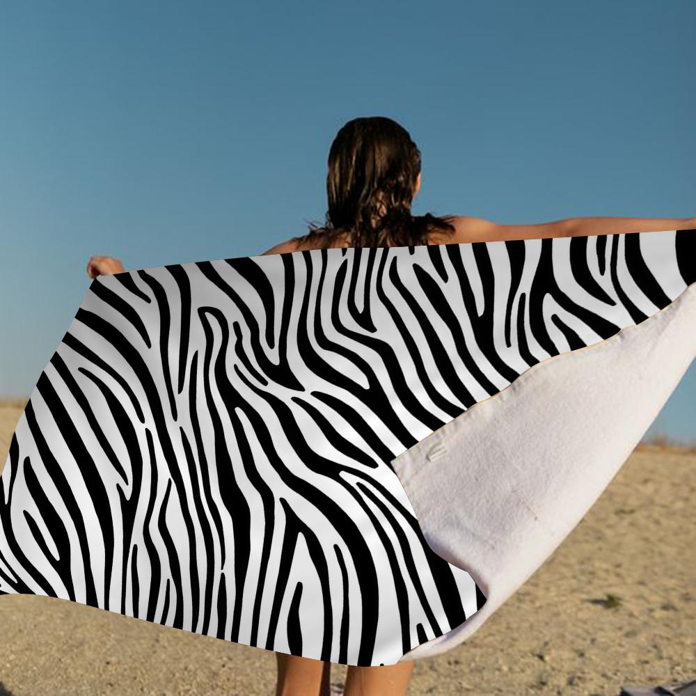 Asciugamano da Spiaggia Nuoto Stampa Zebra Bianca Nera Anime Asciugamano Morbido Assorbente Lavetta Regali per Bambini Viaggio Campeggio Palestra