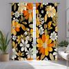 2 Stück Groovy 70er Boho Blumen Verdunkelungsvorhänge, Traditionelles Orangefarbenes Blumendesign, Halbtransparente Polyester Stangentaschen-Vorhänge für Livi