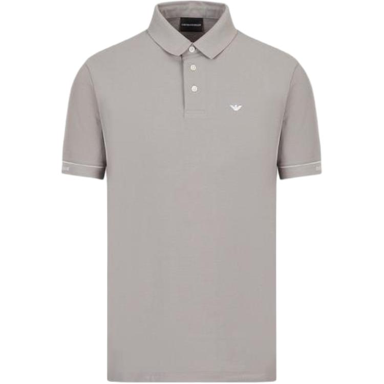 Emporio Armani Ss23 Solid Color Eagle Logo Embroidered Button Short Sleeve Polo Shirt Men Polo Shirts Gray 3R1F67-1JCYZ-06A4 S
