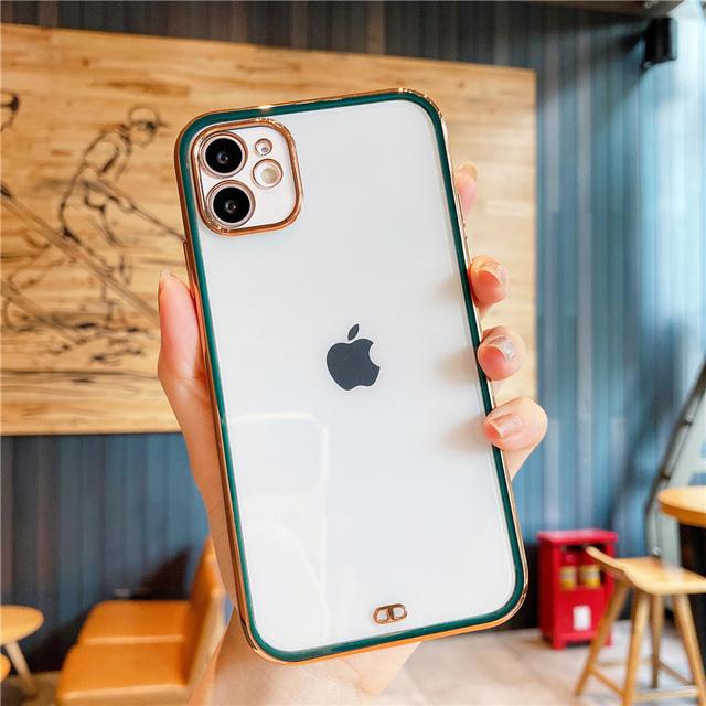 Electroplated Transparent Phone Case For Iphone 12 13 Pro 11 12 Max Xr X Xs Max 13pro 14pro Max Soft Clear Shockproof Back Cover