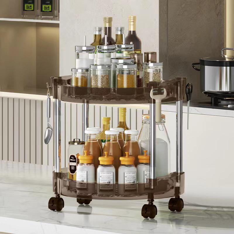 Multi-layer Floor-Standing Storage Cart for Living Room, Dorm, Snacks Round rotating storage rack