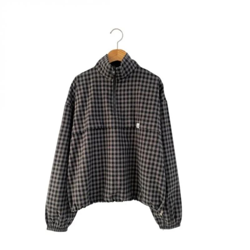 New ArrivalS Open Run Women S Check Pattern Half Zip Anorak Cotton Blend Sweat